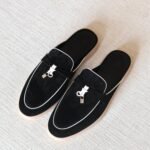 Loro Piana Babouche Charms Walk Loafer - Black with White line