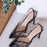 Andrea Wazen Katy Slingback Heels - Black