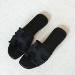 Hermès Oran Sandal - Full black denim