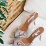 Aquazzura gatsby 105 embellished slingback pumps - Silver