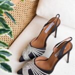 Aquazzura gatsby 105 embellished slingback pumps - Black