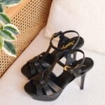 Saint Laurent Tribute Platform Sandals - Black matt