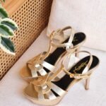 Saint Laurent Tribute Platform Sandals - Gold