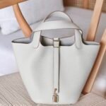 Hermes Picotin 18 Bag - Platinum Hardware - off white