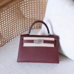 Hermes Mini Kelly Bag - Palladium Hardware - Burgundy