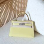 Hermes Mini Kelly Bag - Palladium Hardware - Light Yellow