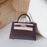 Hermes Mini Kelly Bag - Palladium Hardware - Chocolate Brown