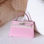 Hermes Mini Kelly Bag - Palladium Hardware - Light Pink