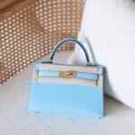 Hermes Mini Kelly bag - Gold hardware - Sky Blue