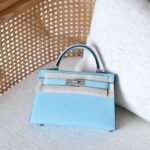 Hermes Mini Kelly Bag - Palladium Hardware - Sky Blue