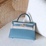 Hermes Mini Kelly Bag - Palladium Hardware - Greyish Blue