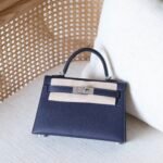 Hermes Mini Kelly Bag - Palladium Hardware - Dark Blue