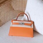 Hermes Mini Kelly Bag - Palladium Hardware - Orange