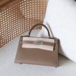 Hermes Mini Kelly Bag - Palladium Hardware - étoupe