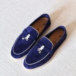 Loro Piana Summer Charms Walk Loafer - Navy with White line