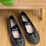 Miu Miu Crystal leather ballet flats - Black