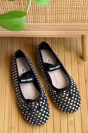Miu Miu Crystal leather ballet flats