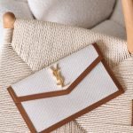 YSL Uptown pouch 27cm - White with Brown line