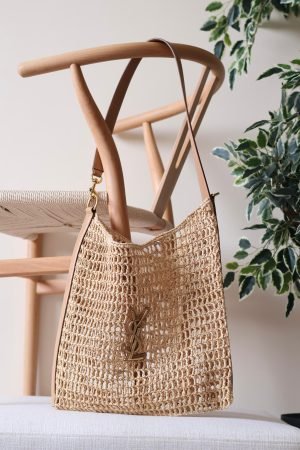 YSL Oxalis Raffia Shoulder Bag