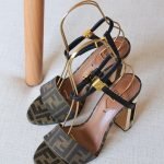 Fendi Delfina Heel sandal 95mm - Brown
