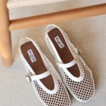 Alaïa Fishnet Ballet Flats - White