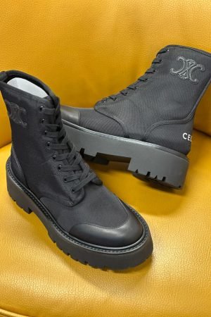 Celine Bulky cloth lace up boot
