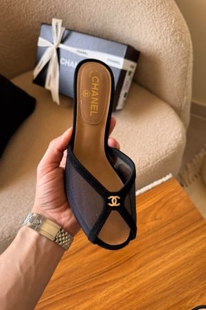 Chanel mesh peep heel