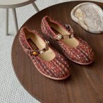 Chanel Mary janes tweed ballet flats - Maroon