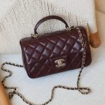 Chanel Mini Flap Bag with Top Handle - Burgundy