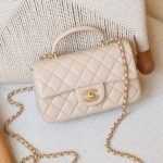 Chanel Mini Flap Bag with Top Handle - Beige