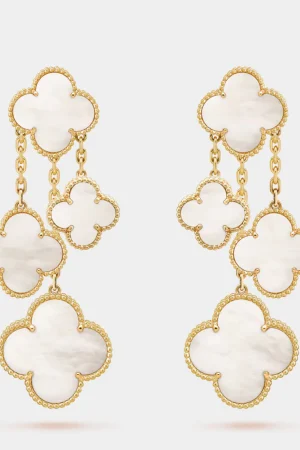 VAN CLEEF & ARPELS Magic Alhambra earrings 4 motifs Yellow Gold Mother Of Pearl
