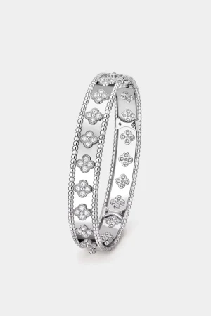 VAN CLEEF & ARPELS Perlée Clovers Bracelet Medium Model White Gold Diamond