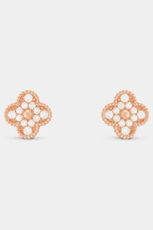 VAN CLEEF & ARPELS Vintage Alhambra Earrings Rose Gold Diamond