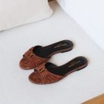 YSL BABYLONE slides in smooth leather - Brown