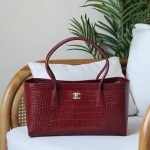Chanel Small Crocodile Tote Bag - Maroon