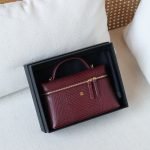 Chanel Lizard Slim Vanity Case With Chain - Maroon