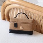 Chanel Suede Slim Vanity Case With Chain - Beige