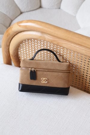 Chanel Suede Slim Vanity Case With Chain